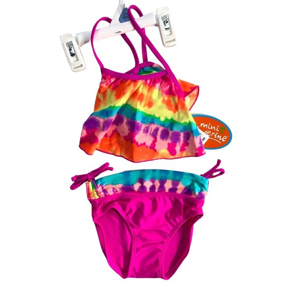 New Mini Tangerine Size 24 months GIrls Toddler Multicolor tye tie dye 2 pc swim - Picture 1 of 6